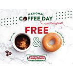 National Coffee Day Offers: Krispy Kreme: Cup of Coffee & Original Glazed Doughnut Free &amp; More (Participating Locations, 9/29)