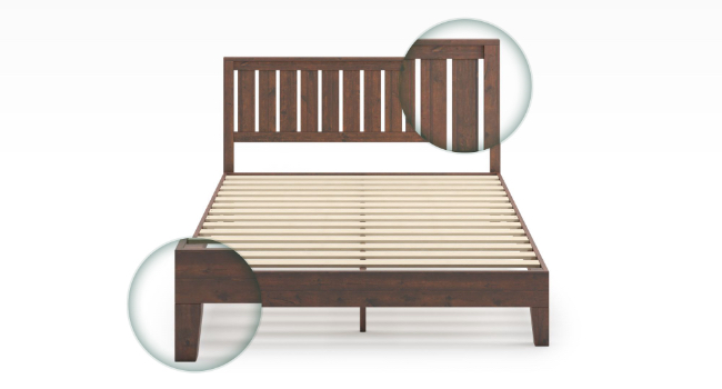 Zinus Deluxe wood platform bed frame with head board - King (Antique Espresso) $223