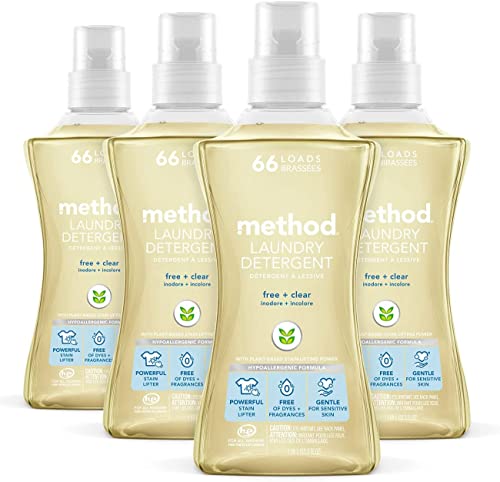 Method Liquid Laundry Detergent, Free + Clear, 66 Loads per 1.5 Liter Bottle, 4 Pack, $35.97