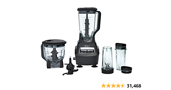 Ninja BL770 Mega Kitchen System, 1500W, 4 Functions for Smoothies, Processing, Dough, Drinks & More, with 72-oz.* Blender Pitcher, 64-oz. Processor Bowl, (2) 16-oz. To-Go - $99
