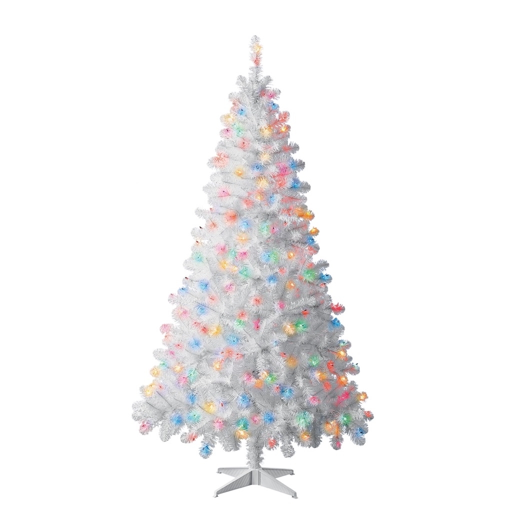 6.5 ft Pre-Lit Madison Pine White Artificial Christmas Tree, Multi-Color Incandescent Lights, by Holiday Time - $20 at Walmart