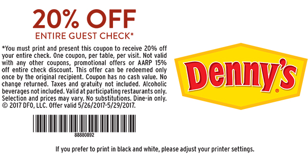 Recently Expired Dennys Coupons & Promo Codes