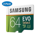 3 Pack: Samsung MB-ME64GA/AM EVO Select 64GB 100MB/s (U3) MicroSDXC Memory Card with Adapter for $33.99