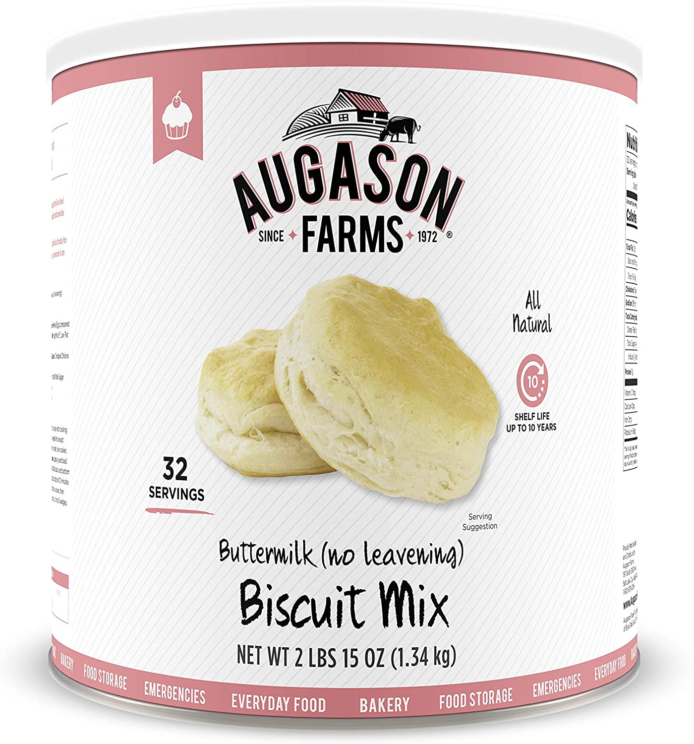 Augason Farms Buttermilk (No Leavening) Biscuit Mix 2 lbs 15 oz No. 10 Can $14.41