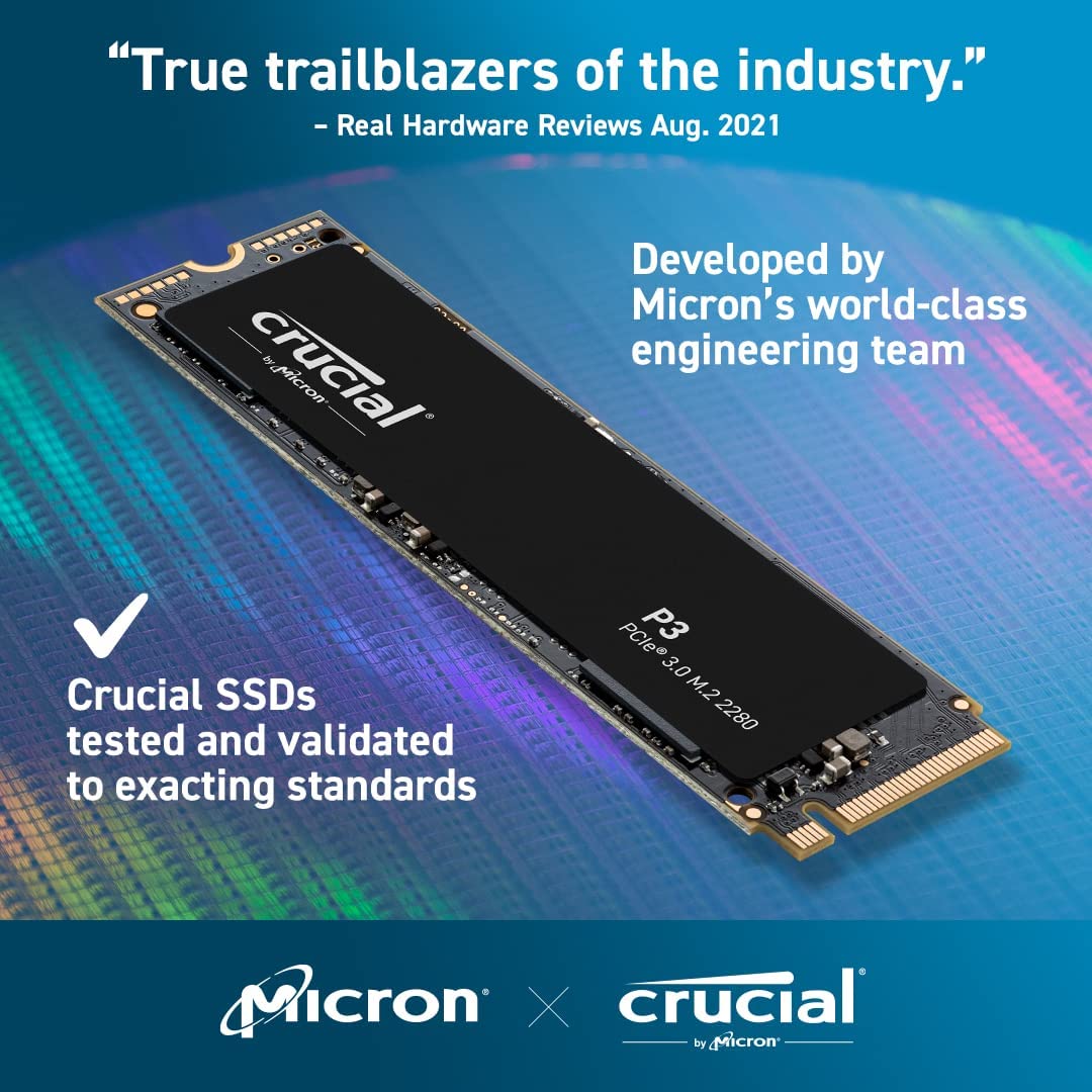 Crucial P3 500GB PCIe Gen3 3D NAND NVMe M.2 SSD, $28 @ Amazon $27.99