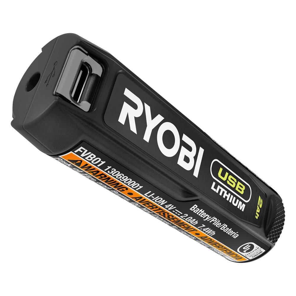(2-Pack) RYOBI USB Lithium 2.0 Ah Rechargeable Batteries, $24.97