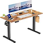 55" Dumos Height-Adjustable Electric Standing Office Desk (Rustic Brown Basic) $84 + Free Shipping