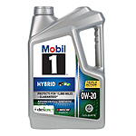 Mobil 1 Hybrid Full Synthetic Motor Oil 0W-20, 5 Quart $28.97