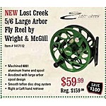 Sportsman's Warehouse Black Friday: Lost Creek 5/6 Large Arbor Fly Reel by Wright &amp; McGill for $59.99