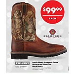 Academy Sports + Outdoors Black Friday: Justin Stampede Camo Waterproof Steel-Toe Work Boots for Men for $99.99