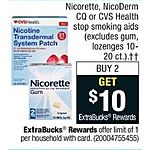 CVS Black Friday: Any 2 Nicorette, NicoDerm CQ or CVS Stop Smoking Aids - Get $10 ECB