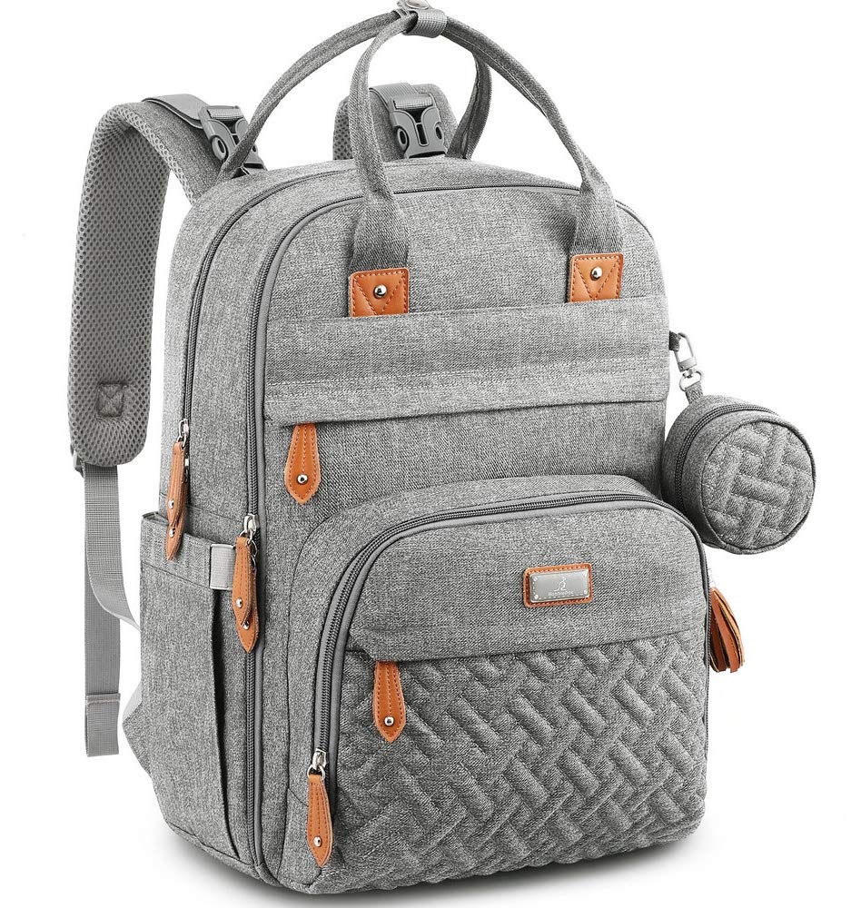 Limited-time deal: BabbleRoo Waterproof Diaper Bag Backpack - Baby Essentials Travel Tote - Multi function with Changing Pad, Stroller Straps & Pacifier Case - Unisex, Li - $30