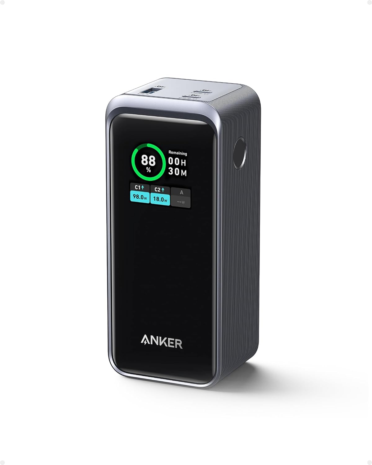 Limited-time deal: Anker Prime Power Bank, 20,000mAh Portable Charger with 200W Output, Smart Digital Display, 2 USB-C and 1 USB-A Port Compatible with iPhone 15/14/13 Se - $89.98