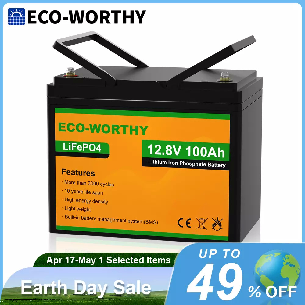 ECO-WORTHY 12V 100AH LiFePO4 Lithium Battery BMS 100Ah $190
