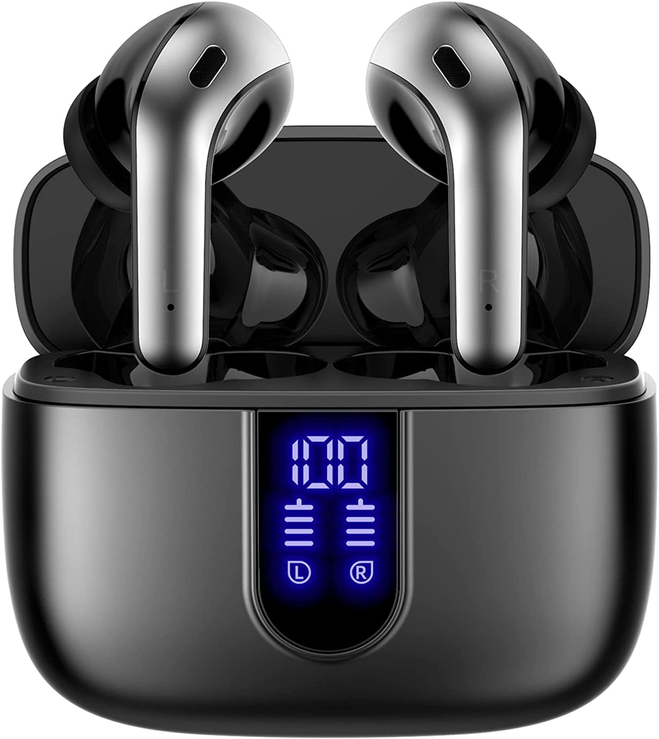 TAGRY Bluetooth Headphones True Wireless Earbuds 60H Playback LED Power Display Earphones with Wireless Charging Case IPX5 Waterproof in-Ear Earbuds with Mic for TV Smart - $22.74