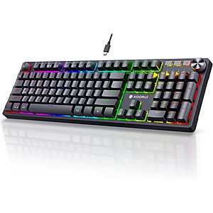 104-Key KOORUI Wired Full Sized Mechanical Keyboard (Red, Blue or Brown Switches) 