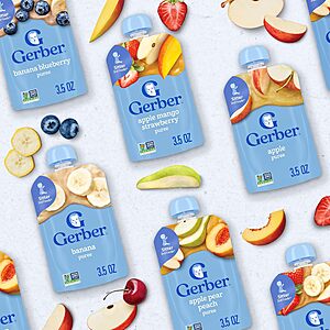 Select Gerber Baby Food Pouches, Jars, Snacks, Cereals B1G1 40% Off @ Amazon