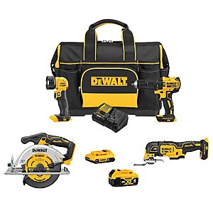 YMMV - In-Store Clearance - DEWALT 20V MAX Site-Ready 4 Tool Combo Kit (w/2A + 4A Batteries) $139 (was $399)