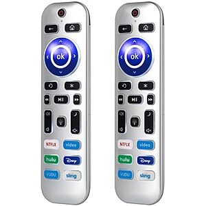 2 Pack Backlit Remote Control   for Roku TVs, Fits TCL/Onn/Hisense/Element/Sharp/Philips/Westinghouse/Insignia/JVC/RCA/Hitachi/Sanyo  (Not for Roku Stick) $8.99 PRIME AC