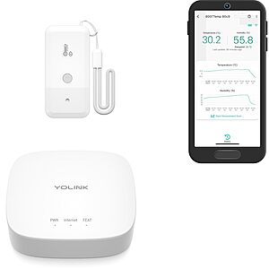 YoLink Smart Wireless Thermometer Hygrometer, Wide Temp Range for Freezer, Fridge, Green House, Pet Cage, App Alerts, Emails, Text/SMS alerts- Hub Included $27.74