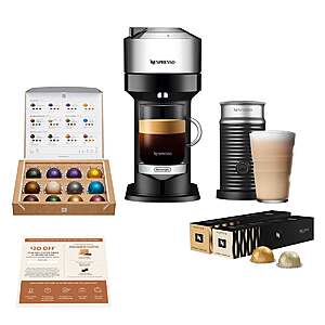 Nespresso Vertuo Next Deluxe with Aeroccino 3 and 32 Capsules $140