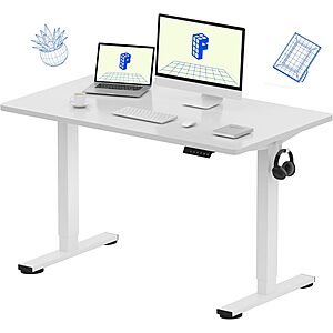 FLEXISPOT EN1 One-Piece Standing Desk, 48 x 24 Inches Electric Height Adjustable Desk for Home Office (White Frame + White Desktop) $109.98