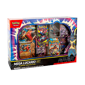 포켓몬 메가 루카리오 ex 피규어 컬렉션, 에칭 포일 프로모 카드, 대형 프로모 카드, 부스터 P 5개