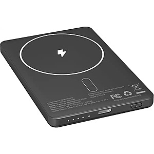 Energizer - 5,000mAh SLIM METAL 20W Magnetic Wireless Qi/Qi2.0/MagSafe PowerBank, Portable Charger, 2 Outputs, LED Display, & USB-C - Black $12.99