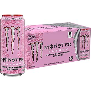 Select Accts: 15-Pk 16-Oz Monster Energy Ultra Sugar Free Energy Drink (Strawberry) $15.75 w/ Subscribe & Save
