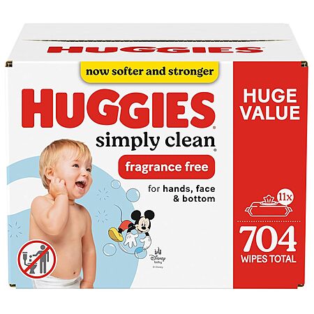 704-Count Huggies Simply Clean Unscented Baby Diaper Wipes $12.7