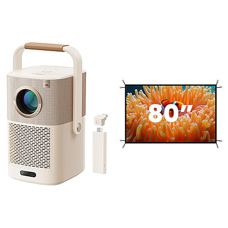 Yaber T2 Plus 450-Lumen Full HD LED LCD Portable Projector & YS-80F 80" Foldable Screen Kit $239.98