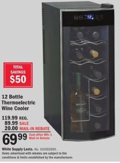Mills Fleet Farm Black Friday: Thermoelectric 12-Bottle Wine Cooler for $69.99 after $20.00 ...