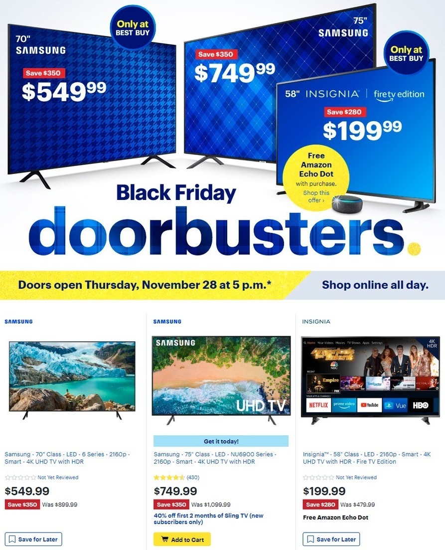 Best Buy Black Friday: 70" Samsung UN70NU6070FXZA 6 Series 4K UHD TV for $549.99