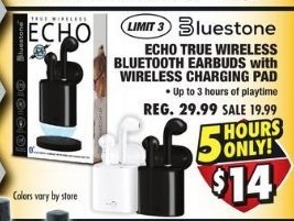 Big 5 Sporting Goods Black Friday: Bluestone Echo True Wireless Bluetooth Earbuds with Wireless Charging Pad for $14.00