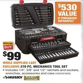 Home Depot Black Friday Husky 270 Pc Mechanics Tool Set For 99 00