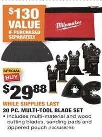 Home Depot Black Friday Milwaukee 20 Pc Multi Tool Blade Set For 29 88