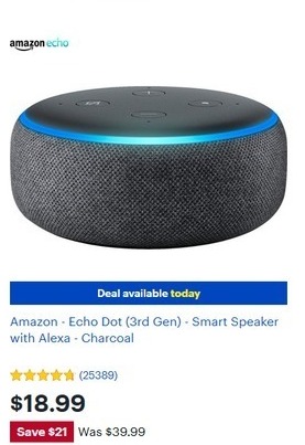 amazon echo dot 3 best buy