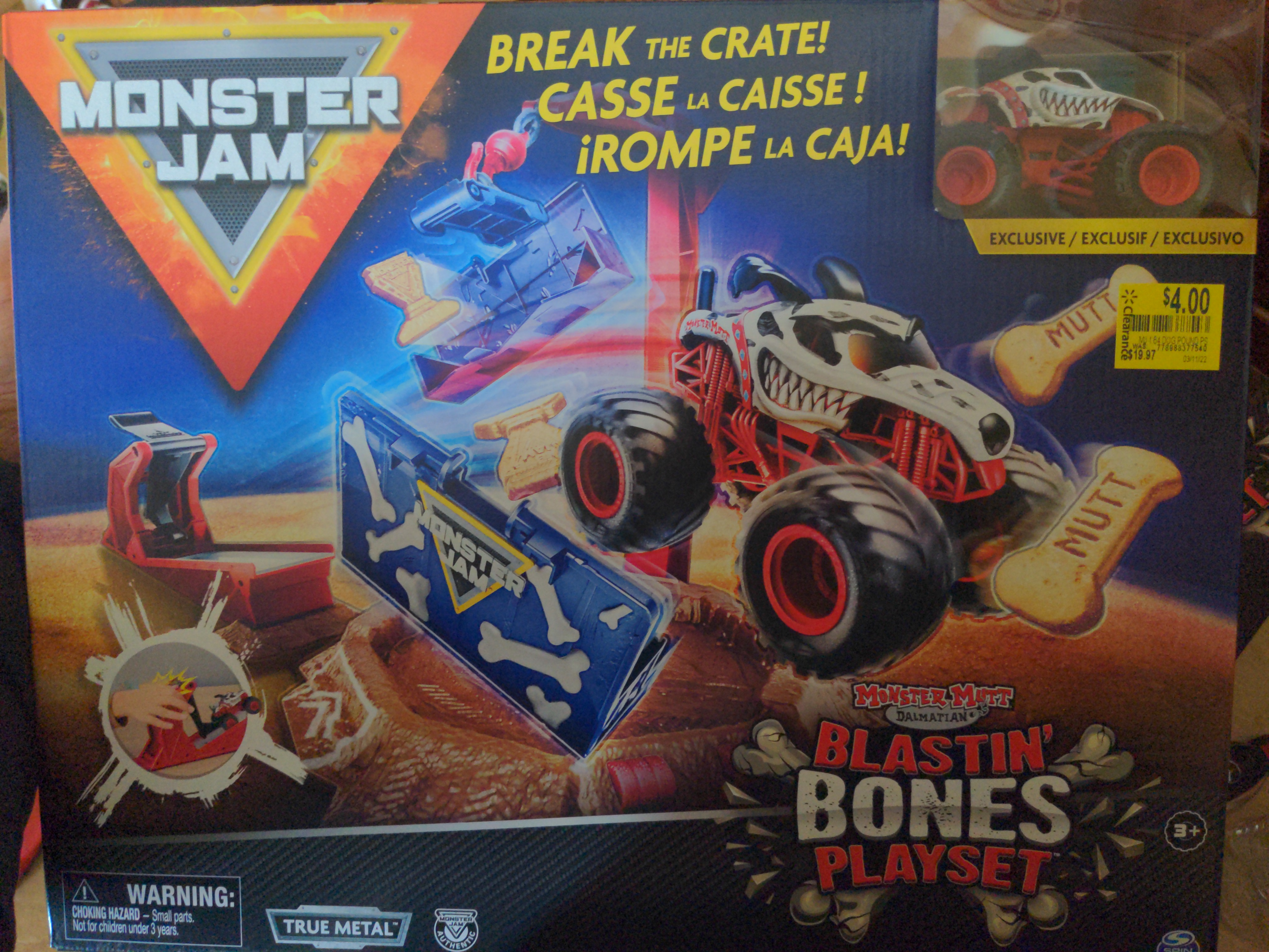 Walmart Monster Jam Blastin' Bones Playset $4 YMMV clearance aisle