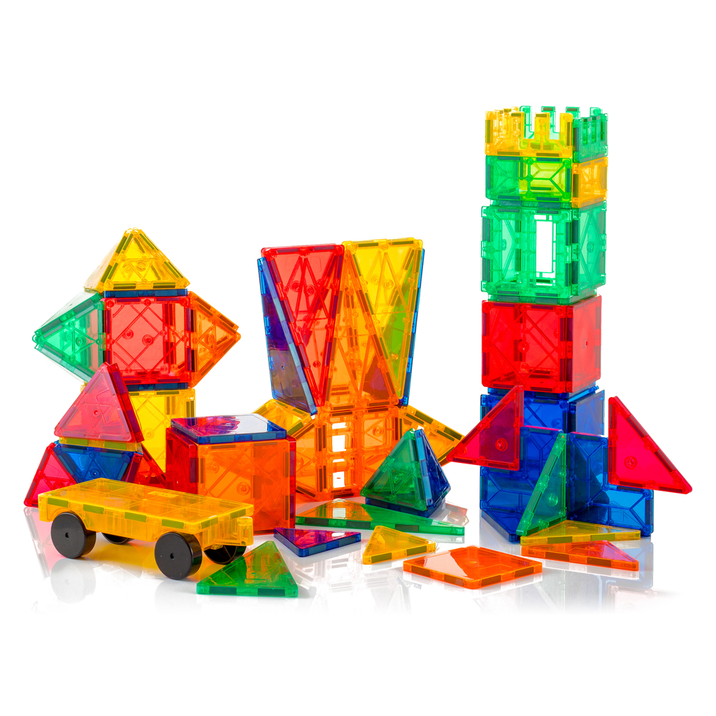 Tytan Magnetic Learning Tiles 60 Piece Building Set Focused on STEM Education w/ Included Car & Carrying Bag - $19.97