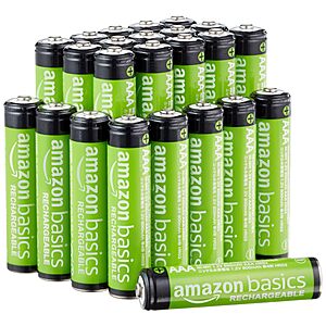 Amazon Basics 24-Pack Rechargeable AAA NiMH Performance Batteries, 800 mAh $  13.72 S&S