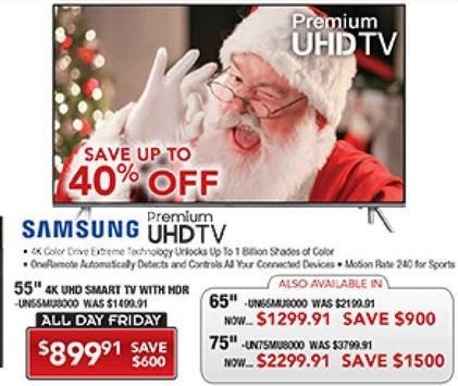 PC Richard & Son Black Friday: 75&quot; Samsung UN75MU8000 4K Smart LED UHD TV w/ HDR for $2,299.91 ...