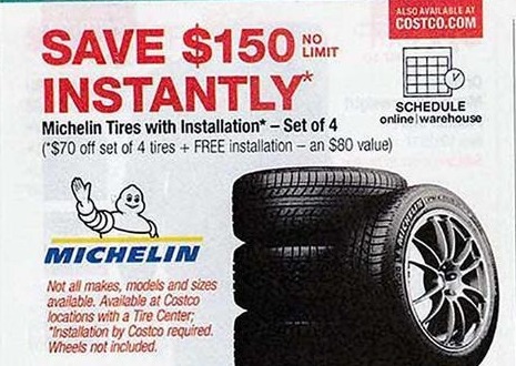 Costco Wholesale Black Friday: Set of 4 Michelin Tires w/ Installation - $150 Off - www.speedy25.com