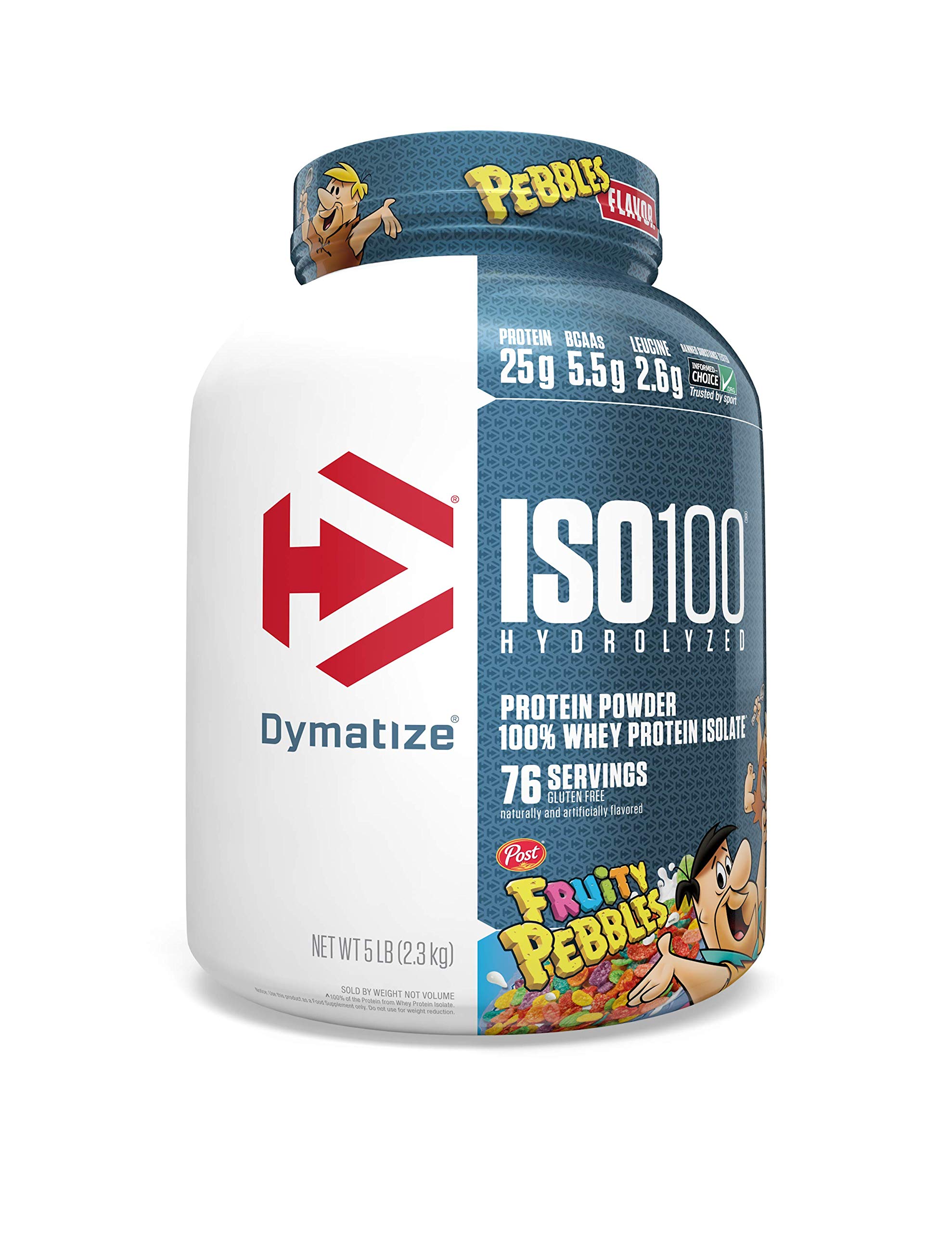 Dymatize ISO100 Hydrolyzed Protein Powder, 100% Whey Isolate Protein, 25g of Protein, 5.5g BCAAs, Gluten Free, Fast Absorbing, Easy Digesting, Fruity Pebbles, 5 Pound - $48.95 YMMV