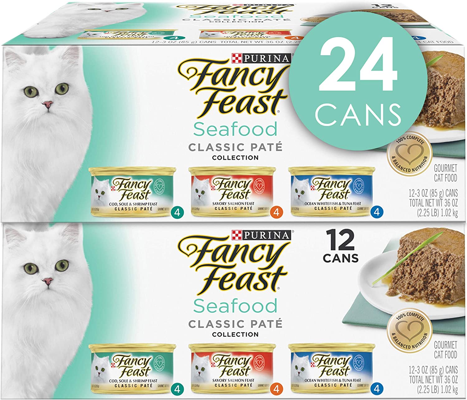 24Pack 3oz Purina Fancy Feast Grain Free Seafood Pate Coll. Wet Cat Food