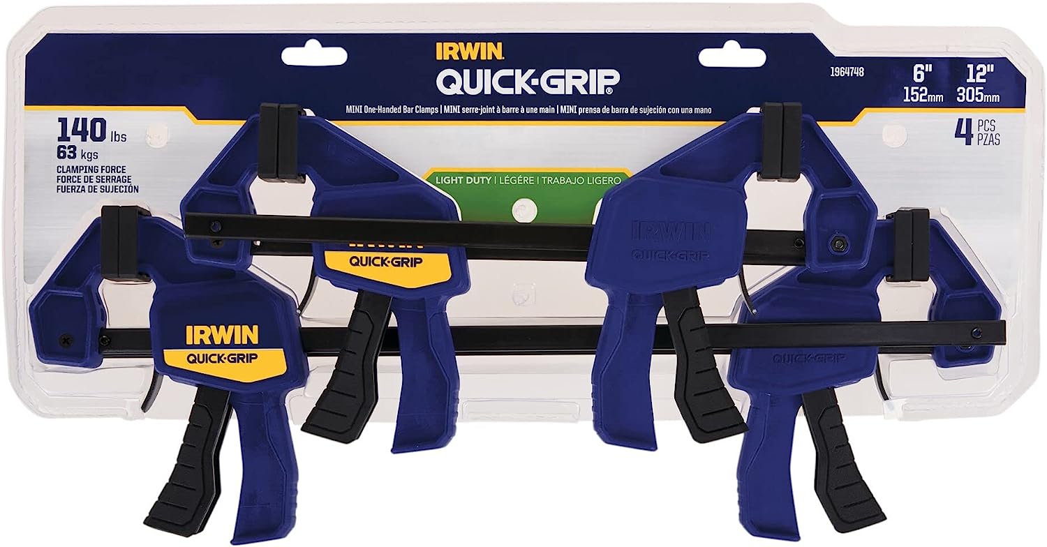 4Pack IRWIN QUICKGRIP OneHanded Mini Bar Clamps