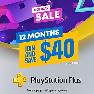 New Members 1 Year PlayStation Plus Subscription Plans