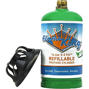16.4oz. Flame King Refillable Empty Propane Cylinder Tank (Green) .50 & More
