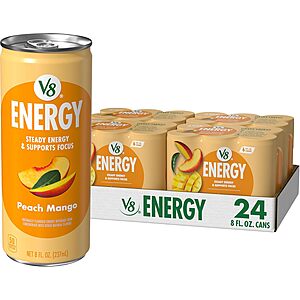 [Prime, S&S] $6.87*: 24-Pack 8-Oz V8 +Energy Drink (Peach Mango) at Amazon (28.6￠ each)