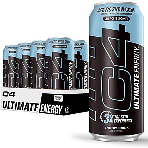 12-Pack 16-Oz C4 Ultimate Sugar Free Energy Drink: Arctic Snow Cone $11.10 & More w/ Subscribe & Save
