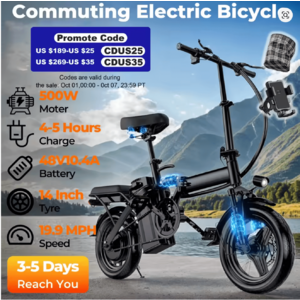 14" LELEKUAI 500W 10.4Ah Folding Electric Bike (up to 20mph / 19 miles) $181.50 + Free Shipping